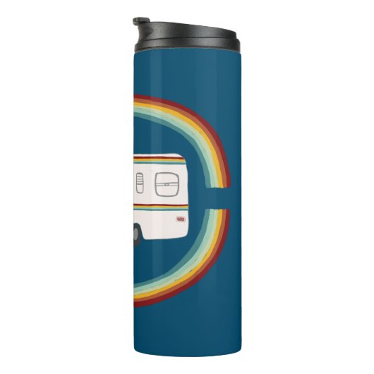 Happy Camper Rainbows RV Whimsical Motorhome RVing Thermosbecher (Nach rechts gedreht)