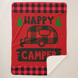 Happy Camper Red Buffalo Kariert Sherpa Blanket Sherpadecke
