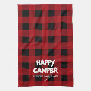 Happy Camper Red Kariert Family Wiedersehen Geschirrtuch