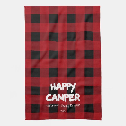 Happy Camper Red Kariert Family Wiedersehen Geschirrtuch (Vertikal)