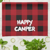 Happy Camper Red und Black Buffalo Kariert Geschirrtuch (Gefaltet)