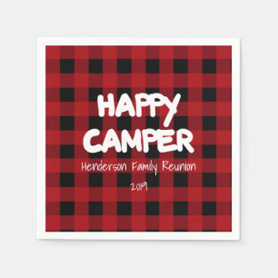 Happy Camper Red und Black Buffalo Kariert Serviette