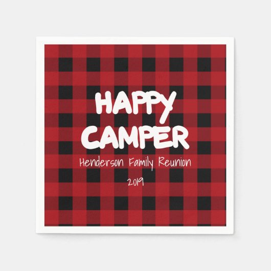 Happy Camper Red und Black Buffalo Kariert Serviette (Vorderseite)