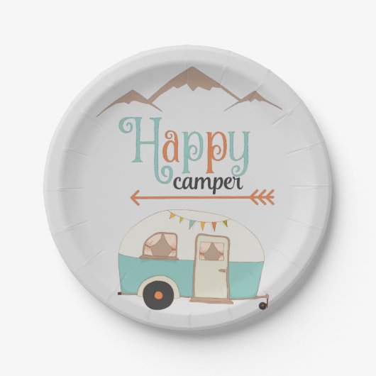 HAPPY CAMPER RETRO PAPPTELLER (Vorderseite)