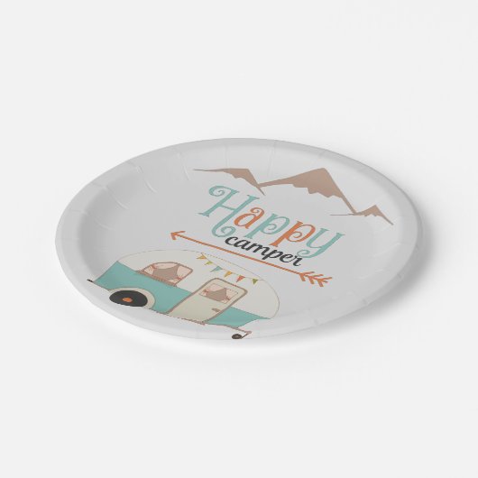 HAPPY CAMPER RETRO PAPPTELLER (Schrägansicht)