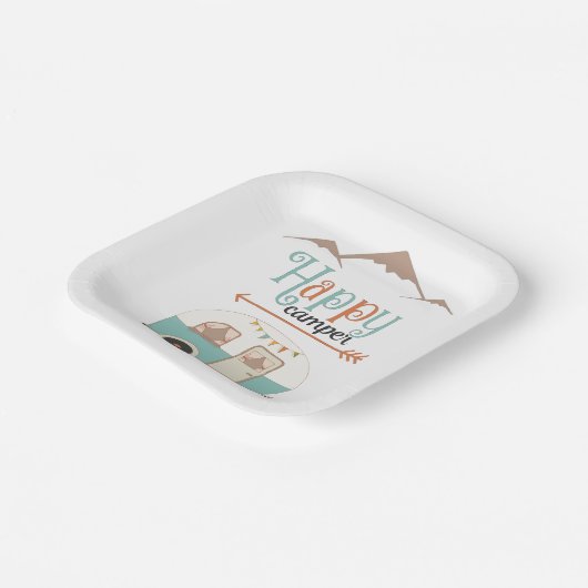 Happy Camper Retro RV Square Paper Teller (Gewinkelt)