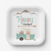 Happy Camper Retro RV Square Paper Teller (Vorderseite)