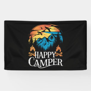 Happy Camper Retro Vintag Matching Camping Crew Banner