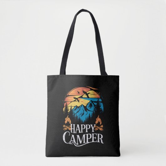 Happy Camper Retro Vintag Matching Camping Crew Tasche (Vorderseite)