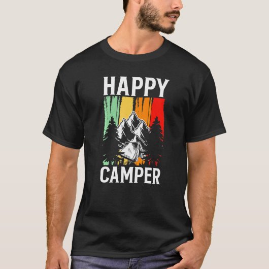 Happy Camper Retro Vintage Camping Premium T-Shirt (Vorderseite)