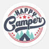 Happy Camper Runder Aufkleber (Vorderseite)