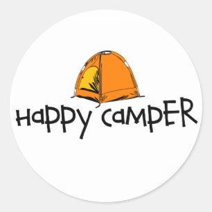 Happy Camper Runder Aufkleber