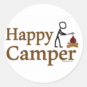 Happy Camper Runder Aufkleber