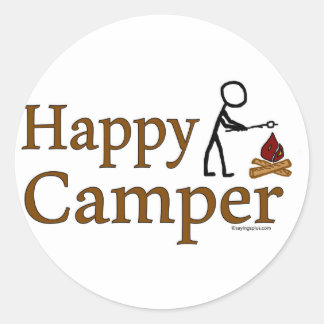 Happy Camper Runder Aufkleber