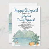 Happy Camper Rustic Mountains Family Wiedersehen Einladung (Vorne/Hinten)