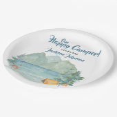 Happy Camper Rustikale Berge Wasserfarbe Geburtsta Pappteller (Schrägansicht)