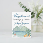 Happy Camper Rustikale Berge Wasserfarbe Geburtsta Postkarte (Stehend Vorderseite)