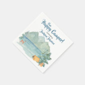 Happy Camper Rustikale Berge Wasserfarbe Geburtsta Serviette (Ecke)