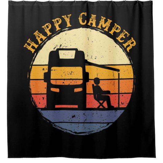Happy Camper RV Camping Duschvorhang (Vorderseite)