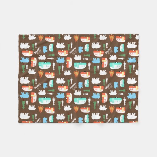 Happy Camper RV Camping Fleece Blanket - Brown (Vorderseite (Horizontal))