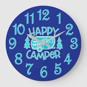 Happy Camper RV Camping Traveller Wall Clock Große Wanduhr