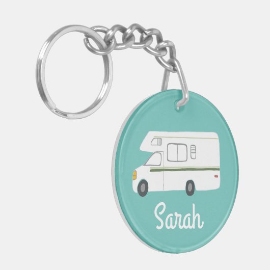 HAPPY CAMPER RV Motorhome Camper CUSTOM Schlüsselanhänger (Vorderseite links)