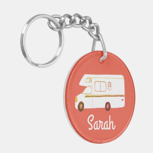 HAPPY CAMPER RV Motorhome Camper CUSTOM Schlüsselanhänger (Vorderseite links)