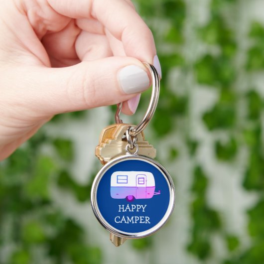 HAPPY CAMPER RV Motorhome Camping Anhänger CUSTOM Schlüsselanhänger (Hand)