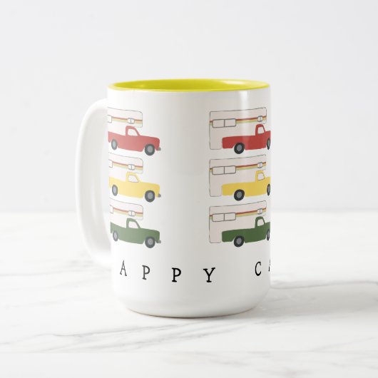 HAPPY CAMPER RV Motorhome Camping Rasta Zweifarbige Tasse (Vorderseite Links)