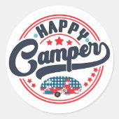 Happy Camper RV Runder Aufkleber (Vorderseite)