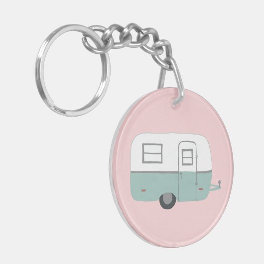 HAPPY CAMPER RV Trailer Camping CUSTOM Schlüsselanhänger (Vorderseite links)