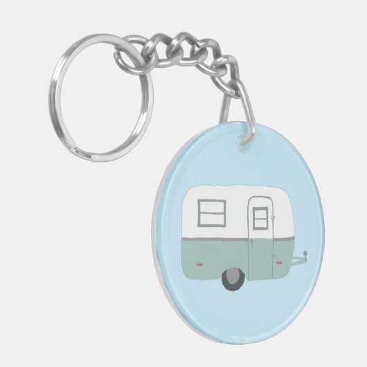 HAPPY CAMPER RV Trailer Camping CUSTOM Schlüsselanhänger (Vorderseite links)