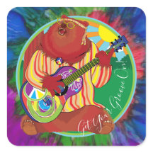 Happy Camper Singing Bären Stickers Square