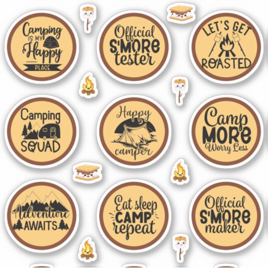Happy Camper Smore Tester Aufkleber (Vorderseite)