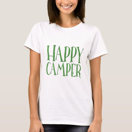 Happy Camper T - Shirt in Büffelrot kariert (Vorderseite)