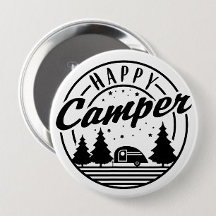 Happy Camper T Shirt Trees Stars und Camp Trailer Button