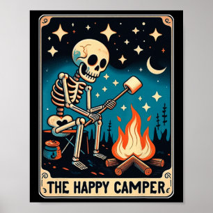 Happy Camper Tarot Card Skeletter Camper Funny Cam Poster