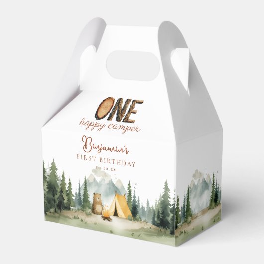 Happy Camper Teddy Bear 1st Birthday Geschenkschachtel (Vorderseite)