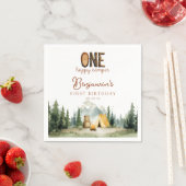 Happy Camper Teddy Bear 1st Birthday Serviette (Beispiel)