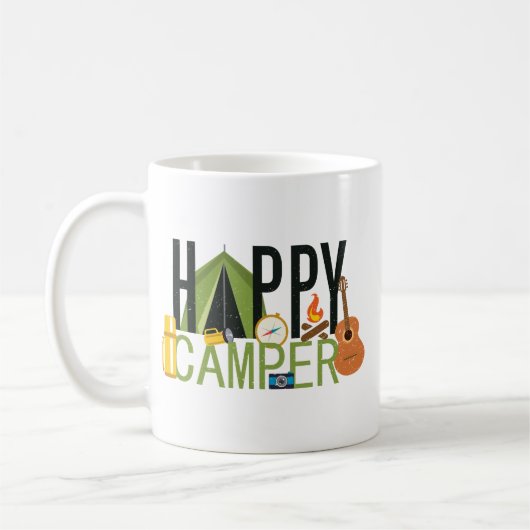 Happy Camper Tent Camping Kaffeetasse (Links)