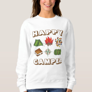 Happy Camper Tent Compass Fire Camping Sweatshirt