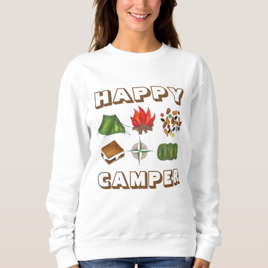 Happy Camper Tent Compass Fire Camping Sweatshirt (Vorderseite)