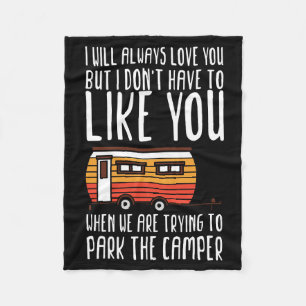 Happy Camper Trailer Camping Couple Fleecedecke