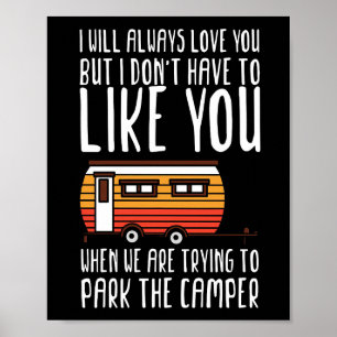 Happy Camper Trailer Camping Couple Poster