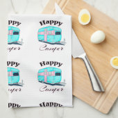 Happy Camper Trailer Camping Küchentuch (Viertel Falte)