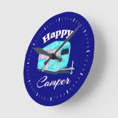 Happy Camper Trailer Camping Runde Wanduhr (Winkel)