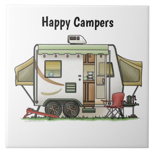 Happy Camper Trailer Fliese (Vorderseite)