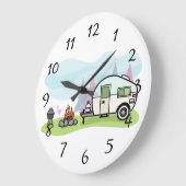 Happy Camper Trailer Große Wanduhr (Winkel)