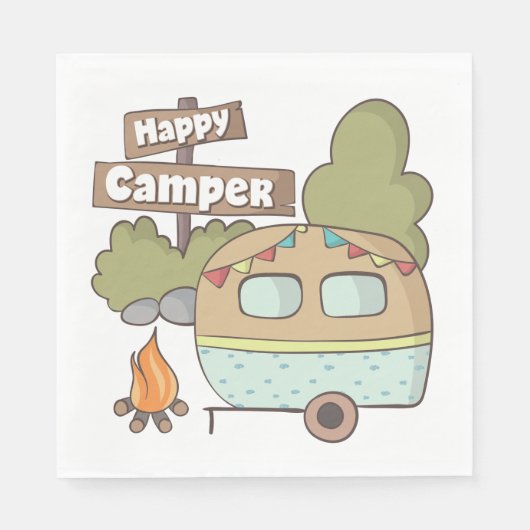 Happy Camper Trailer Paper Napkin Serviette (Vorderseite)