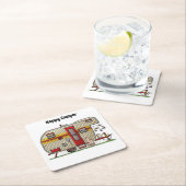 Happy Camper Trailer Rechteckiger Pappuntersetzer (Vor Ort)